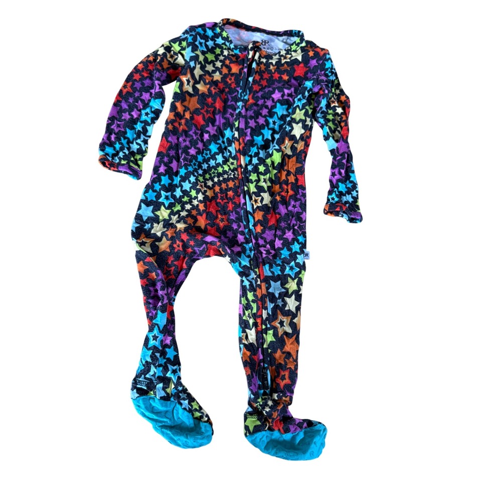 Bums & Roses Bamboo Viscose Rainbow Star Footie Sleeper 12-18 Months
